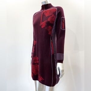 Title Nine Wool Super Power 1/4 Zip Dress colorblock floral SMALL